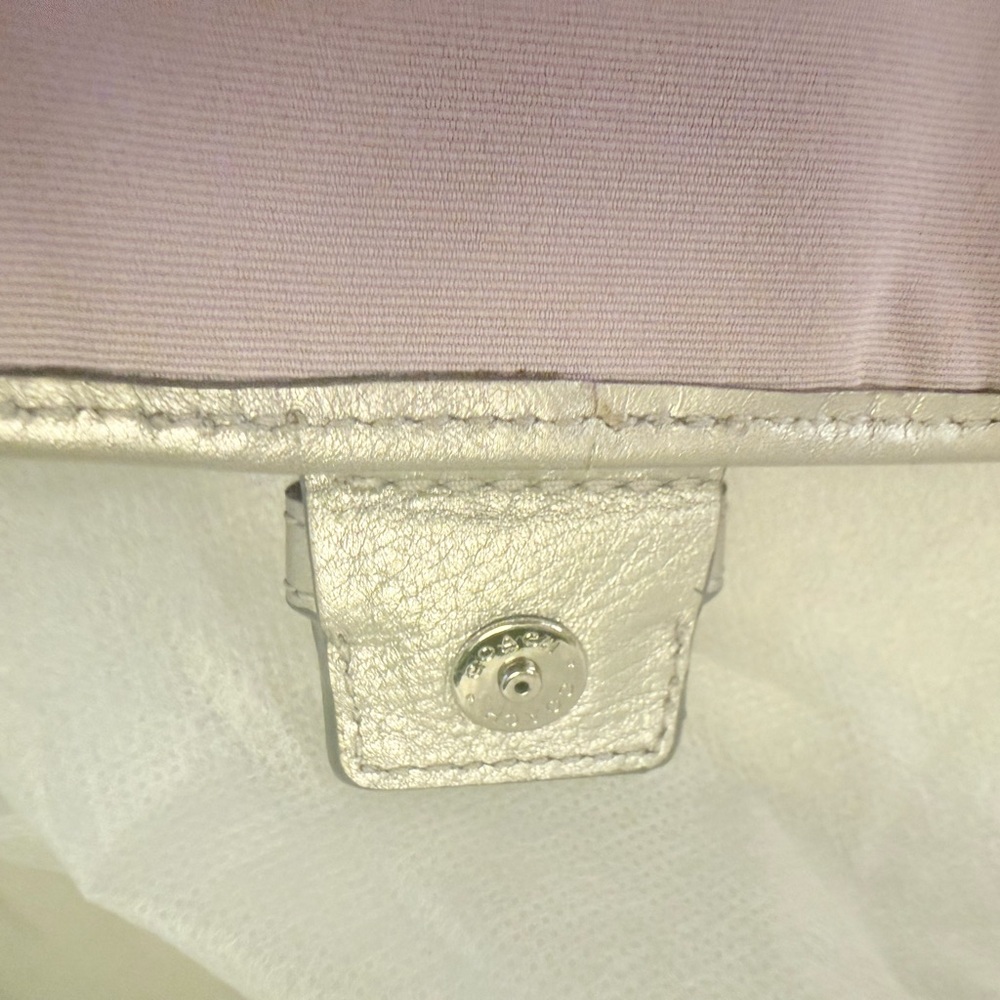 Coach Signature C Silver Metallic Crossbody Bag - Picture 11 of 16